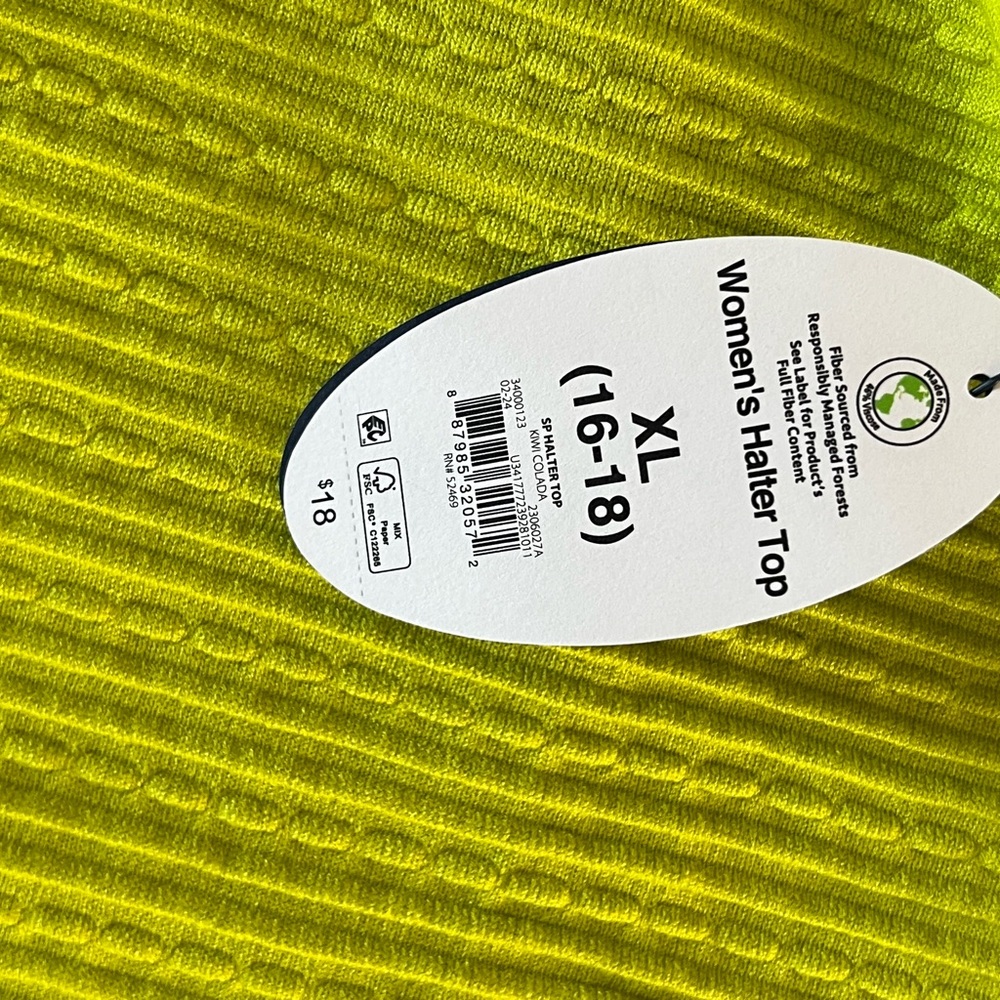 43) One Scoop Women's Sleeveless Halter Tie Pullover Sweater sz XL NWT pink lime - Picture 5 of 9